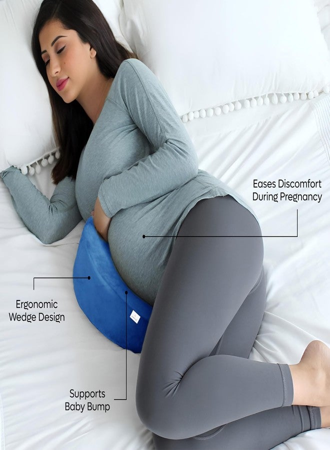 ADMIRAE Half Moon Shape Pregnancy Pillow for Sleeping, Maternity Support, Nursing | Multipurpose Pillow for Back, HIPS, Legs, Belly Support with Removable Washable Velvet Cover, Blue - Image 3