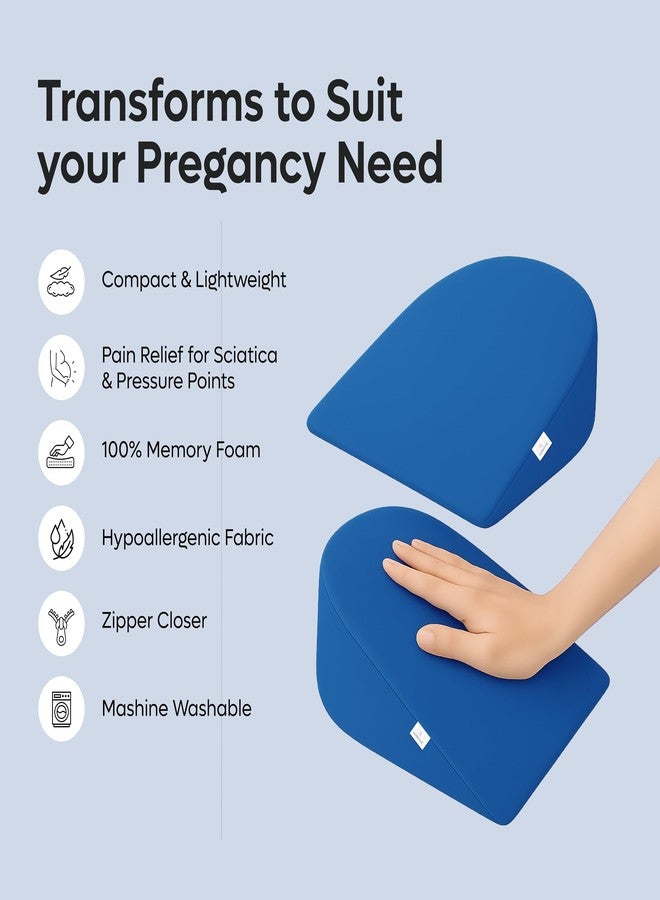 ADMIRAE Half Moon Shape Pregnancy Pillow for Sleeping, Maternity Support, Nursing | Multipurpose Pillow for Back, HIPS, Legs, Belly Support with Removable Washable Velvet Cover, Blue - Image 4