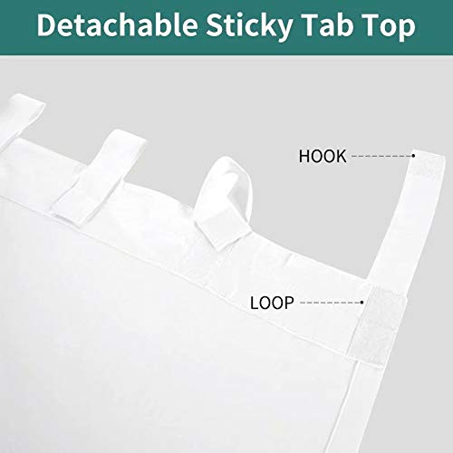 LORDTEX Waterproof Indoor/Outdoor Curtains for Patio - Thermal Insulated, Sun Blocking Detachable Sticky Tab Top Blackout Curtains for Bedroom, Porch, Pergola, Cabana, 52 x 95 inch, 2 Panels, White - Image 2