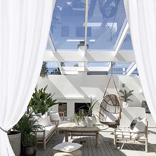 LORDTEX Waterproof Indoor/Outdoor Curtains for Patio - Thermal Insulated, Sun Blocking Detachable Sticky Tab Top Blackout Curtains for Bedroom, Porch, Pergola, Cabana, 52 x 95 inch, 2 Panels, White - Image 5