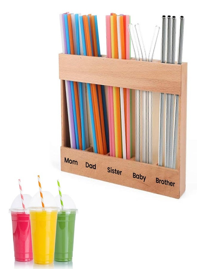 NAWAZJEE Wooden Straw Holder For Cabinet Counter Drawer Door Reusable Straws With Double Adhesive tapes Durable No Drill Easy Organizer Wall Mounted Space Saver Kitchen Pantry - Image 1