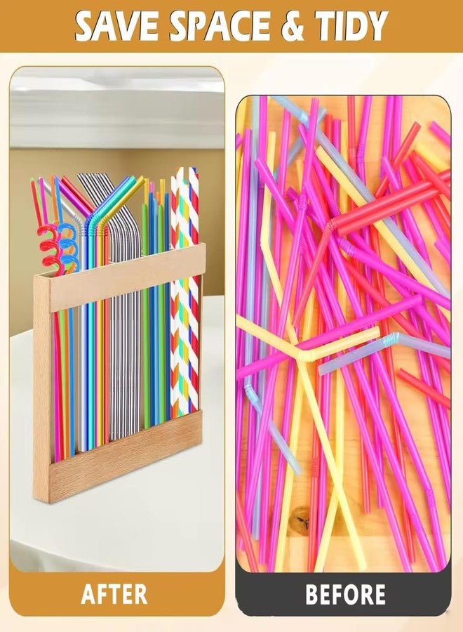 NAWAZJEE Wooden Straw Holder For Cabinet Counter Drawer Door Reusable Straws With Double Adhesive tapes Durable No Drill Easy Organizer Wall Mounted Space Saver Kitchen Pantry - Image 3