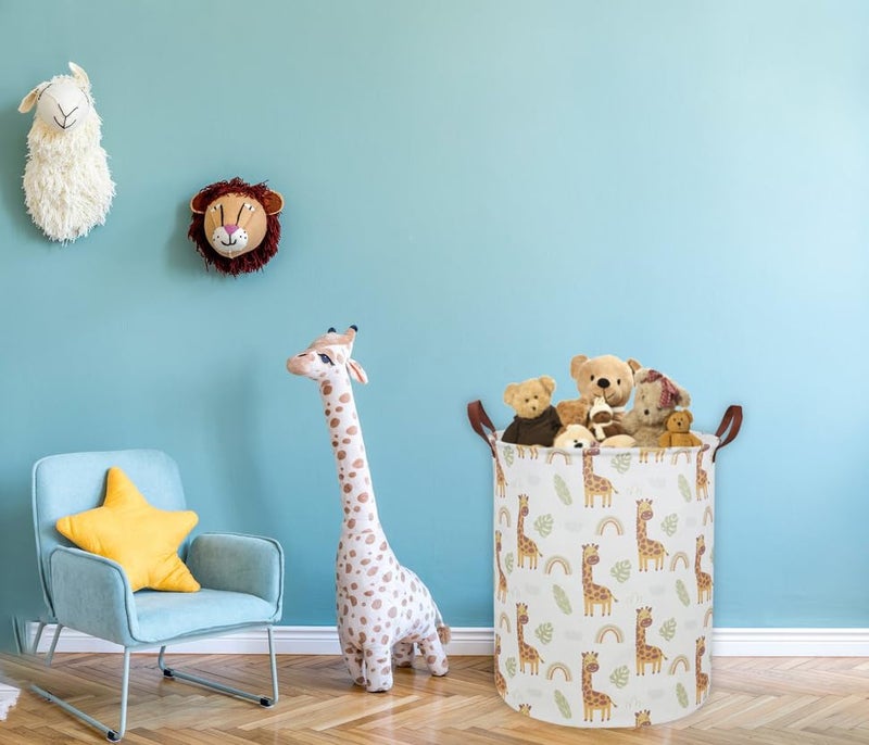 ESSME Kids Laundry Hamper,Giraffe Hamper Collapsible Canvas Waterproof Animal Storage Bin for Boy, Nursery Hamper,Gift Baskets,toy bins(Giraffe) - Image 3