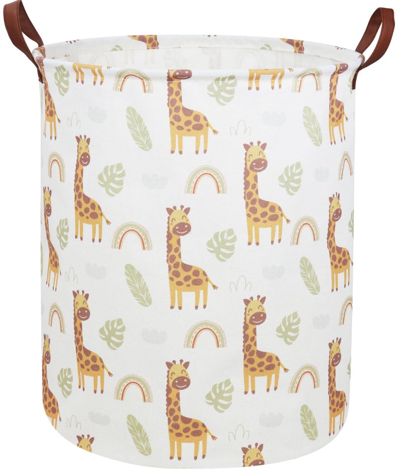 ESSME Kids Laundry Hamper,Giraffe Hamper Collapsible Canvas Waterproof Animal Storage Bin for Boy, Nursery Hamper,Gift Baskets,toy bins(Giraffe) - Image 1