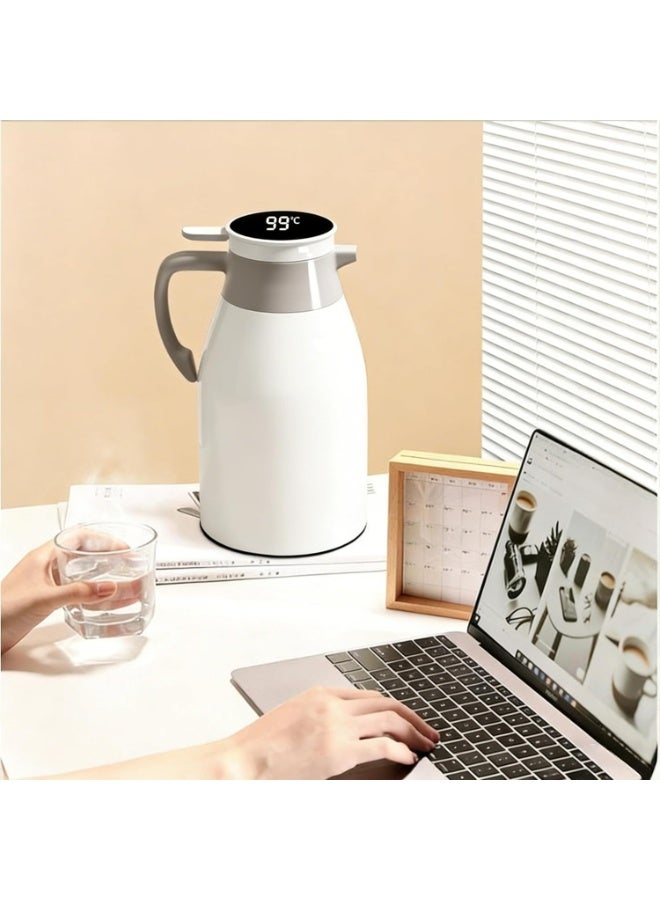 Smart Coffee Thermos with Temperature Display, Glass Lined Thermal Carafe, 24H Hot Water Flask, Double Wall Vacuum Insulation for Coffee, Tea, Milk - Stainless Steel Carafe Kettle - Image 4