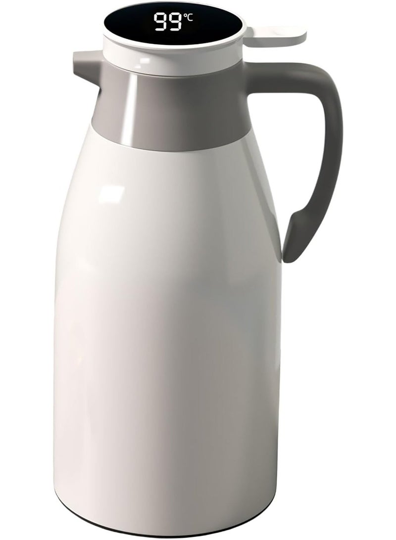 Smart Coffee Thermos with Temperature Display, Glass Lined Thermal Carafe, 24H Hot Water Flask, Double Wall Vacuum Insulation for Coffee, Tea, Milk - Stainless Steel Carafe Kettle - Image 1