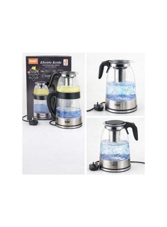 RAF 2-in-1 Electric Glass Kettle & Tea Maker – 1500W Fast Boil Borosilicate Glass with Stainless Steel Infuser – Auto Shut-Off, 2.0L - Image 1