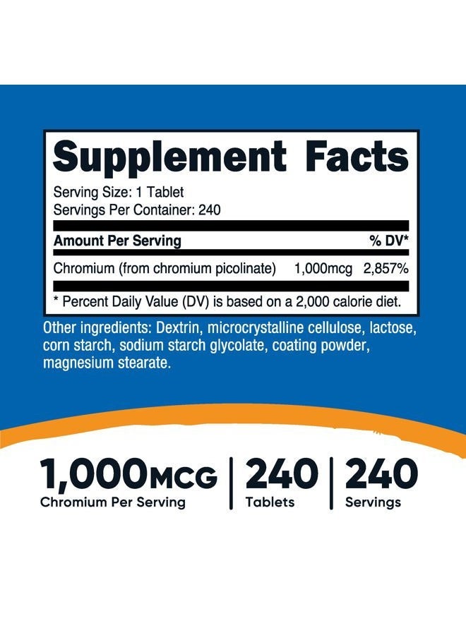 Nutricost Chromium 1000mcg, 240 Tablets - Gluten Free, Non-GMO - Image 3