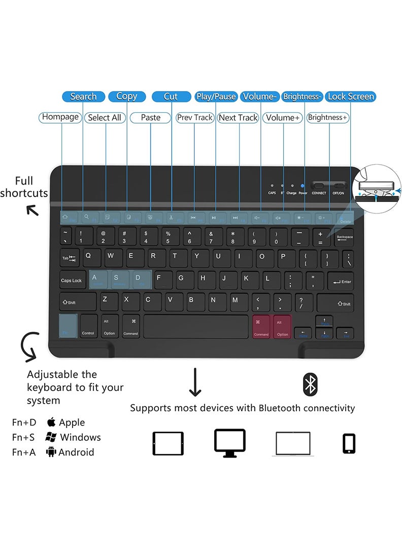 Theodor Keyboard Case for Samsung Galaxy Tab A11 Plus 2025/A9 Plus 11 Inch Slim Lightweight Stand Cover with Magnetically Detachable Wireless Bluetooth Keyboard- Black - Image 2