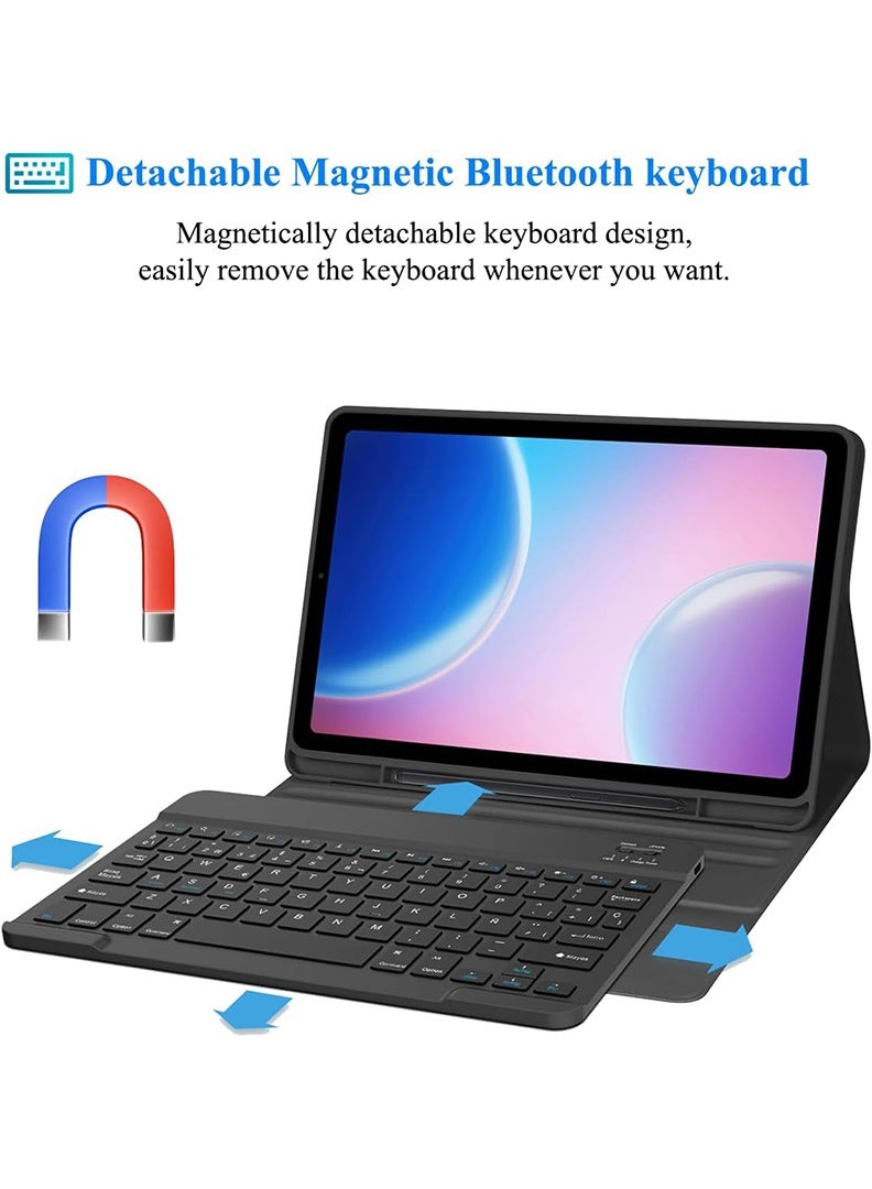 Theodor Keyboard Case for Samsung Galaxy Tab A11 Plus 2025/A9 Plus 11 Inch Slim Lightweight Stand Cover with Magnetically Detachable Wireless Bluetooth Keyboard- Black - Image 3