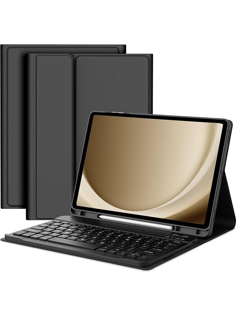 Theodor Keyboard Case for Samsung Galaxy Tab A11 Plus 2025/A9 Plus 11 Inch Slim Lightweight Stand Cover with Magnetically Detachable Wireless Bluetooth Keyboard- Black - Image 1