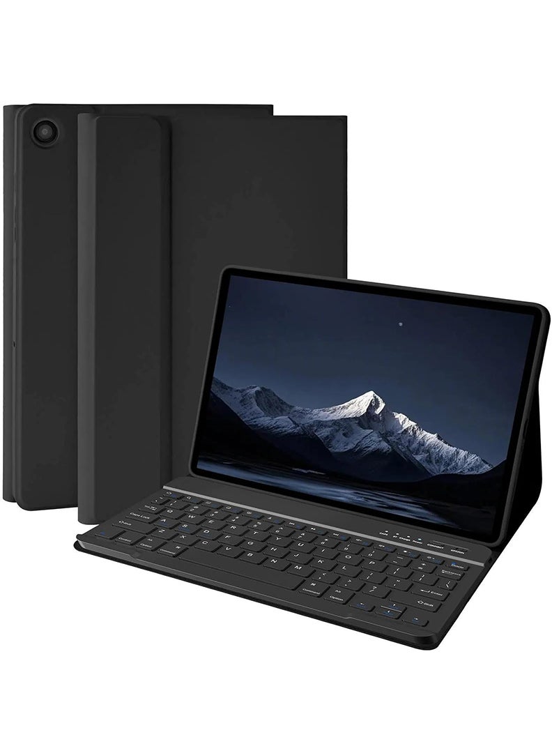 Theodor حافظة لوحة مفاتيح لجهاز سامسونج جالاكسي تاب A11 بلس 2025 / A9 بلس 11 بوصة رقيقة وخفيفة الوزن مع غطاء حامل قابل للفصل مغناطيسيًا مع لوحة مفاتيح بلوتوث لاسلكية - أسود - Image 1