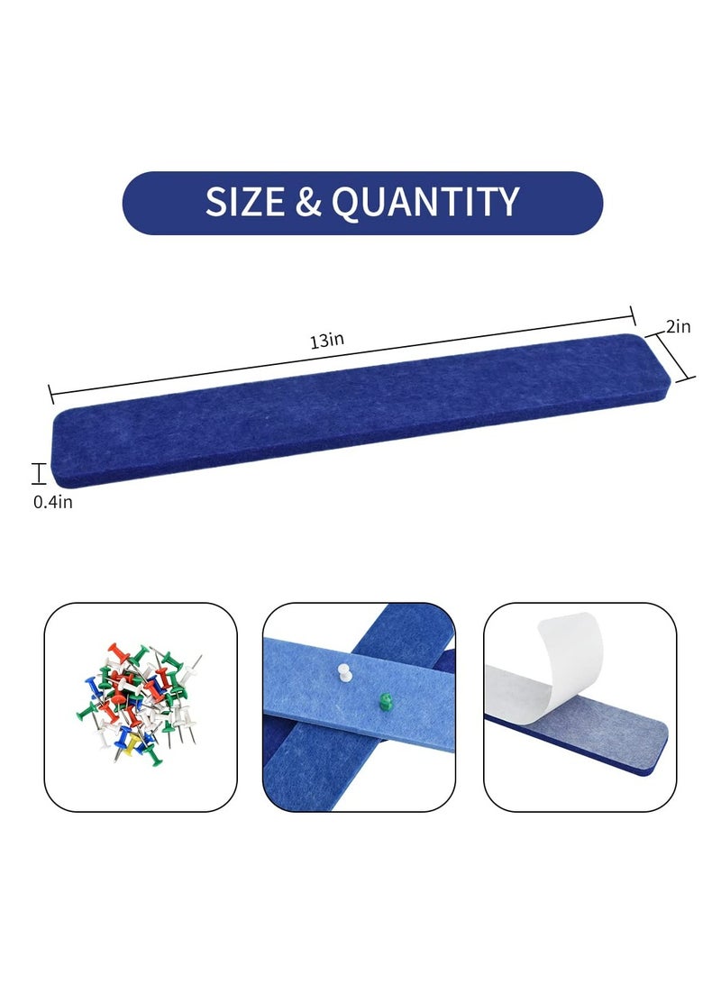 Dominy 8Pcs Blue Cork Board Bar Strips with 50 Pushpins, Self-Adhesive Bulletin Board Strips No Damage for Wall, Felt Pin Board for Paste Notes, Photos, Schedules Office Decor  - Image 2