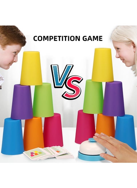 Brain Battle Stacking Cups - Interactive Cognitive Development Toy for Kids, Enhancing Thinking, Logic, and Focus Through Competitive Speed Challenges; Ideal for Kindergarten, Family Fun, and Party Games for All Ages