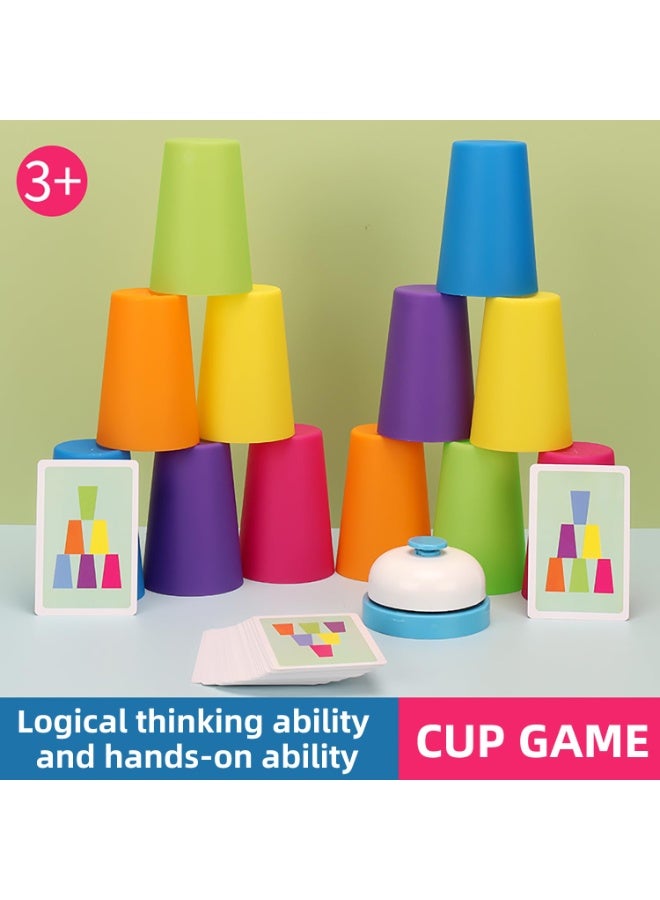 Brain Battle Stacking Cups - Interactive Cognitive Development Toy for Kids, Enhancing Thinking, Logic, and Focus Through Competitive Speed Challenges; Ideal for Kindergarten, Family Fun, and Party Games for All Ages
