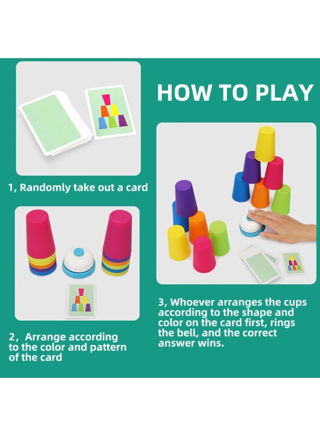 Brain Battle Stacking Cups - Interactive Cognitive Development Toy for Kids, Enhancing Thinking, Logic, and Focus Through Competitive Speed Challenges; Ideal for Kindergarten, Family Fun, and Party Games for All Ages