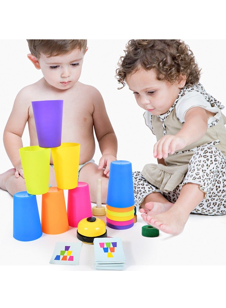 Brain Battle Stacking Cups - Interactive Cognitive Development Toy for Kids, Enhancing Thinking, Logic, and Focus Through Competitive Speed Challenges; Ideal for Kindergarten, Family Fun, and Party Games for All Ages