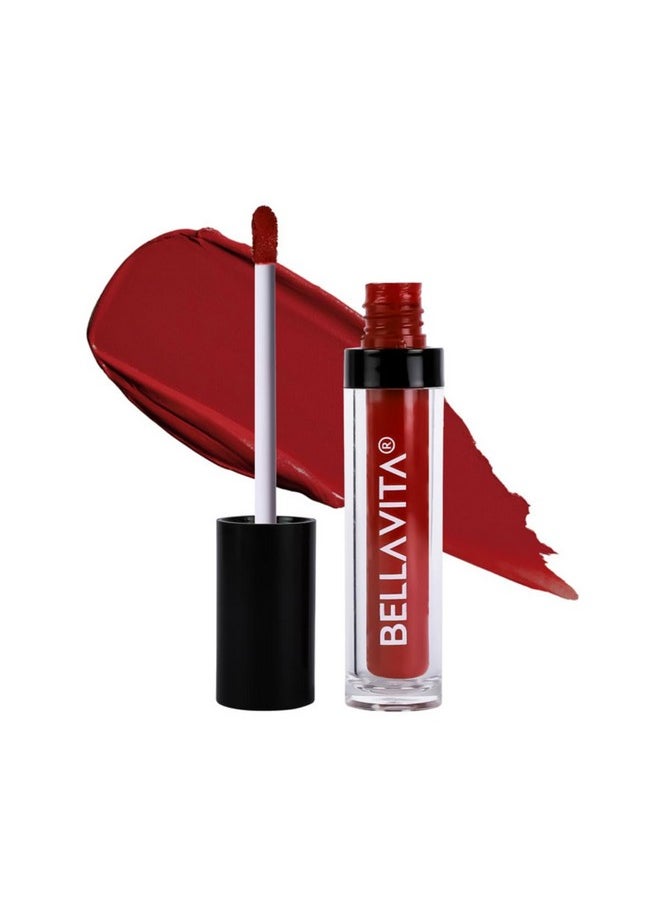 Bella Vita Organic - BELLAVITA Kiss-Proof Liquid Lipstick | 3.8 ml | 18-hr Stay | Transferproof Lipstick | Long Lasting | Ultra Matte Finish | Intense Moisturisation | Waterproof Liquid Lipsticks for Women | Scarlet Red - Image 1