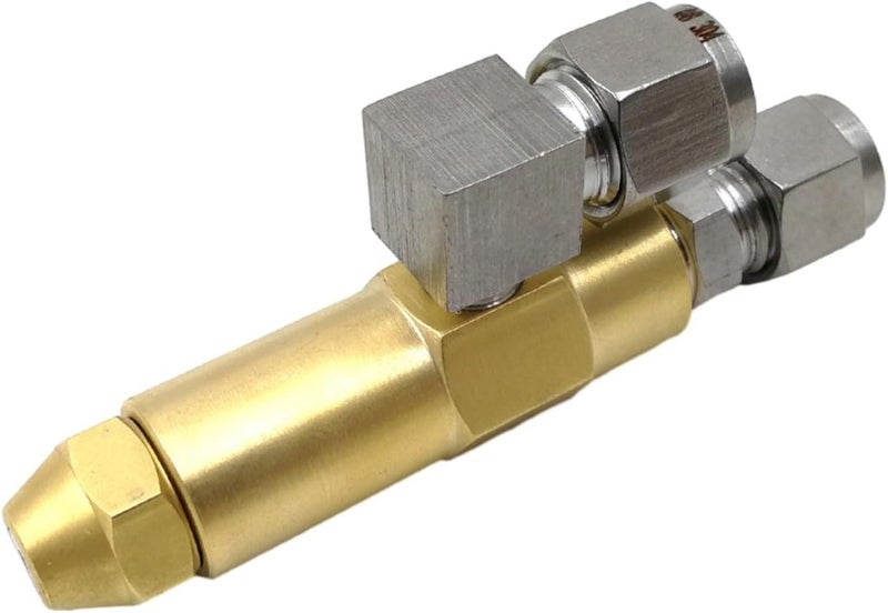 RichVibe Dual Siphon Waste Oil Burner Nozzle Brass and Stainless Steel for Crude Oil Heavy Oil Atomizer Adjustable Spray Angle 1/8 Inch Inlet(3.0mm) - Image 1