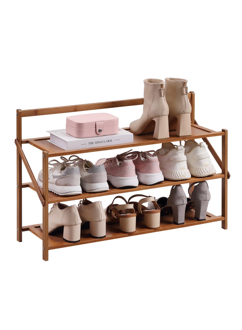 LAWAZIM Foldable Wooden Shoe Rack -3 Layers- Durable Lightweight Sturdy Collapsible Shoe Storage Solution with Ventilated Design and Non-Slip Feet for Entryway, Closet, Bedroom and Garage Organization - Image 2