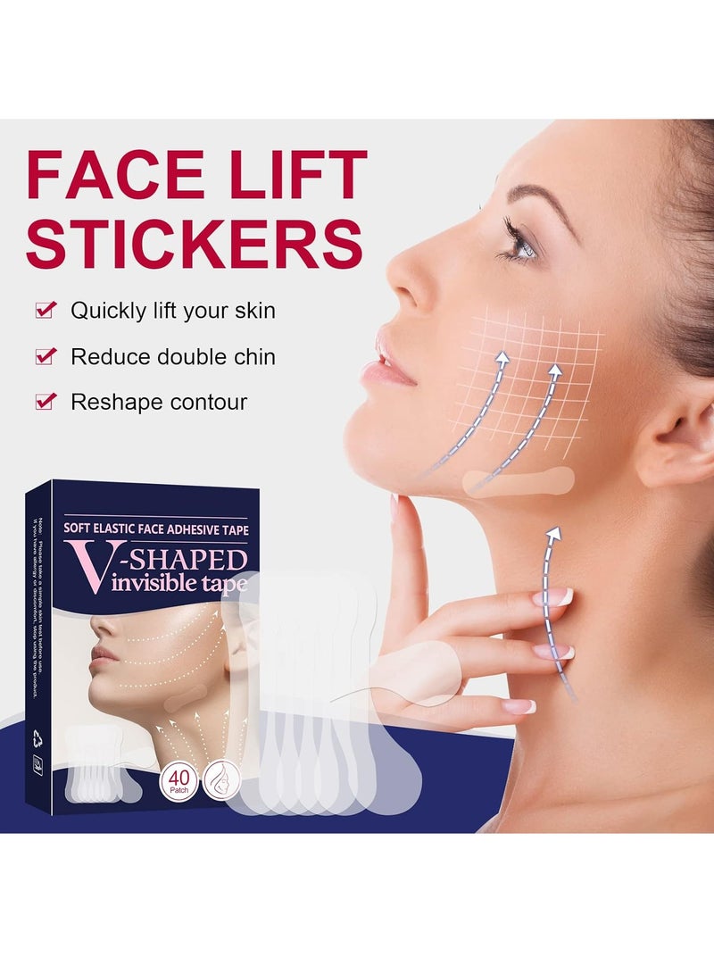 DubaiGallery Face Lift Tape, Instant Face Lifting Tape, Invisible Waterproof Face Thin Stickers with High Elasticity for Face and Neck Lift, Makeup Tools to Improve Facial Line and Hide Wrinkles, 40 Pcs - Image 3