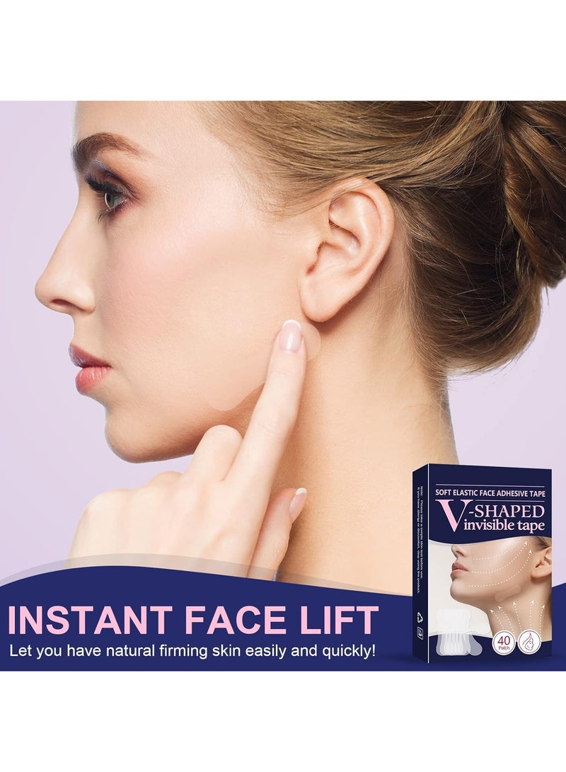 DubaiGallery Face Lift Tape, Instant Face Lifting Tape, Invisible Waterproof Face Thin Stickers with High Elasticity for Face and Neck Lift, Makeup Tools to Improve Facial Line and Hide Wrinkles, 40 Pcs - Image 2
