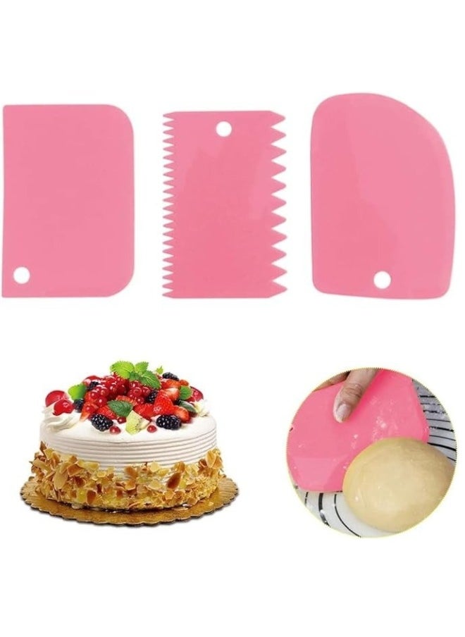 Happy Home Set of 3 Cake Decorating Tools Plastic Cake Scraper Dough Cutter and Dough Scraper.  - Image 1