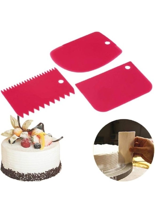 Happy Home Set of 3 Cake Decorating Tools Plastic Cake Scraper Dough Cutter and Dough Scraper.  - Image 2