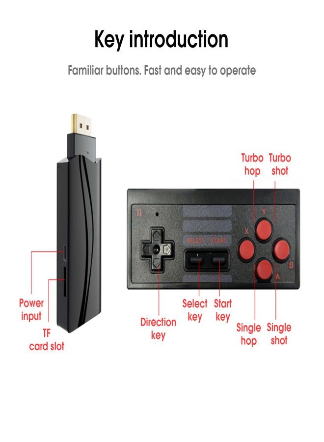 Retro Video Game Console 2.4G Wireless Games Player Handheld Controller HD Output Built-in 628 Classic Games Dual Players - Image 3