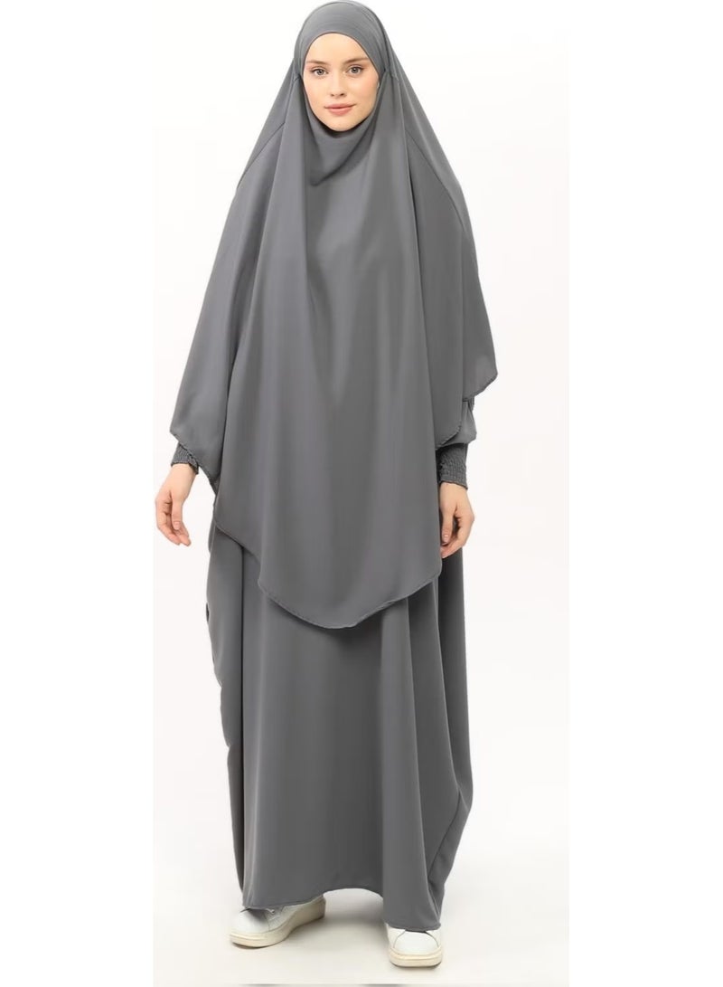 Altobeh Sultanbas Nikapli Chador Jilbab Khimar Abaya Elastic Sleeve Judge Collar Veiled Abaya Medina Silk - Image 3