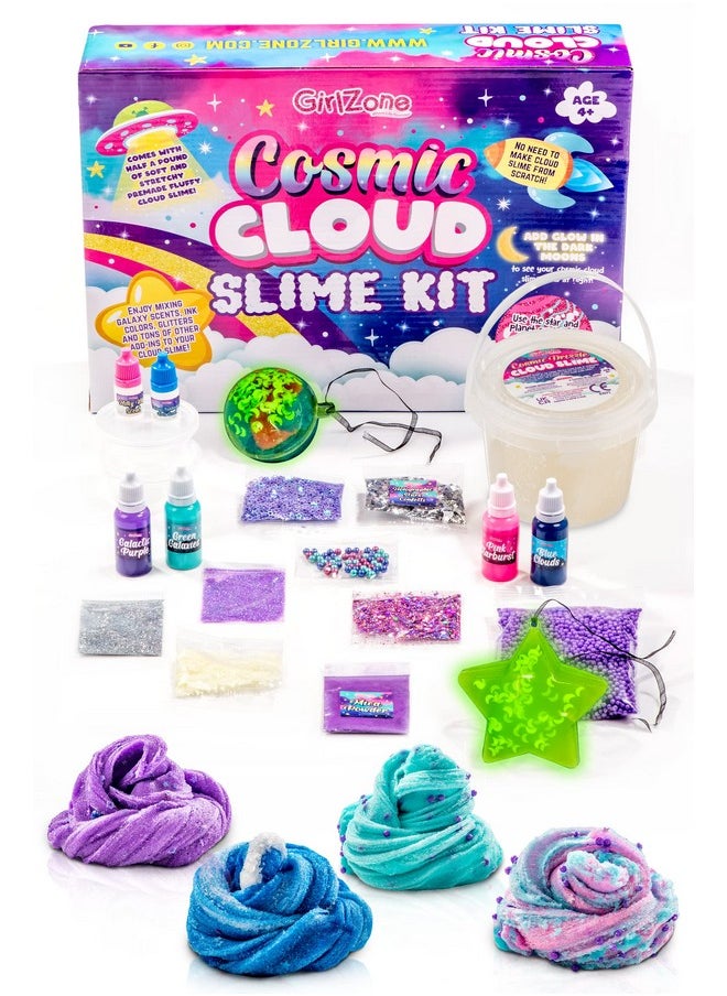 جيرل زون مجموعة سلايم Cosmic Cloud، مجموعة سلايم Galaxy جاهزة للفتيات مع بريق سلايم وحبر، متعة السلايم مباشرة من الحوض، مجموعات سلايم رائعة للفتيات من سن 10 إلى 12 عامًا وفكرة هدية  - Image 1