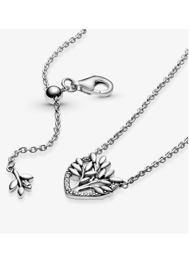 Pandora Violet - PANDORA Jewelry Heart Family Tree Cubic Zirconia Necklace in Sterling Silver - Image 1