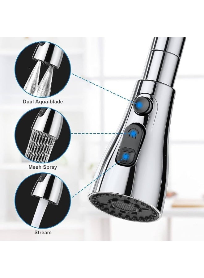 Colro Global 360° Rotatable Kitchen Sink Faucet Aerator - 3-Mode Adjustable High Pressure Pull-Out Spray Head, Universal Splash-Proof Tap Nozzle Extender for Kitchen & Bathroom, Chrome Finish - Image 2