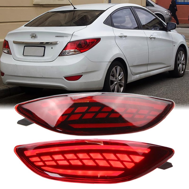 Dreamseek Rear LED Reflector Tail Light for Hyundai Accent Sedan 2012 2013 2014 2015 2016 2017 Brake Bumper Lamp with Dynamic Sequential Turn Signal Red Lens