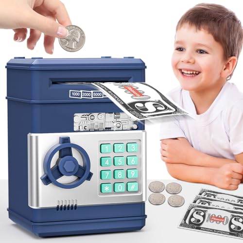 MAGIBX Piggy Bank Toys for Boys 68 Birthday Gifts for 6 7 8 10 11 12 Year Old Boys Girls Kids Safe Money Bank with Password Educational Savings Toy for Kids Ages 512 Navy - Image 1