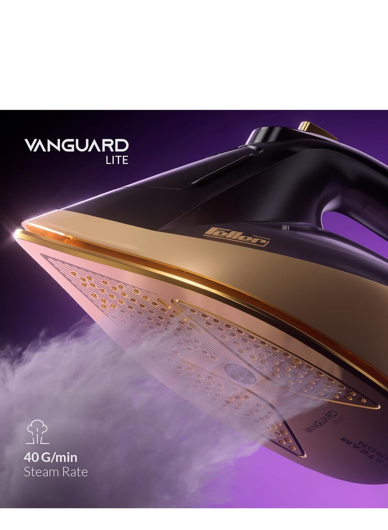 Feller Germany Vanguard Series Steam Iron, 2600W, Prime Gold Ceramic Double Sole Plate with Anti Calc, Auto Shut off, OptiTemp, Easy One Button Steam, SI260 GL - Image 4
