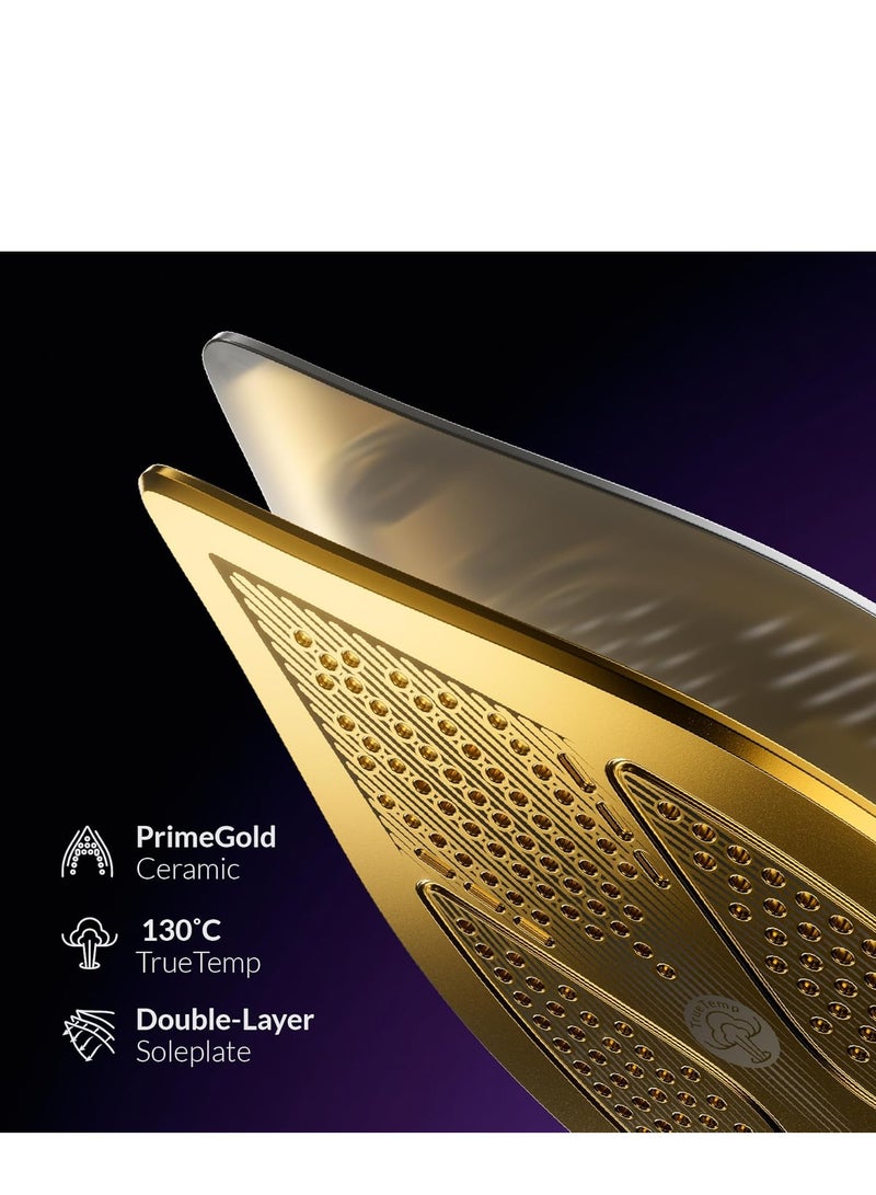 Feller Germany Vanguard Series Steam Iron, 2600W, Prime Gold Ceramic Double Sole Plate with Anti Calc, Auto Shut off, OptiTemp, Easy One Button Steam, SI260 GL - Image 5