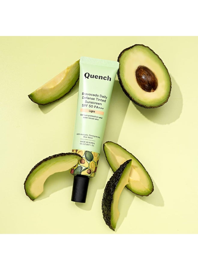 كوينش QUENCH BOTANICS واقي شمسي يومي ملون للحماية (SPF 50 PA+++) لبشرة متألقة، غني بالأفوكادو و2% نياسيناميد | حماية من الضوء الأزرق | لمسة نهائية ساتانية-مطفية | صُنع في كوريا | للبشرة العادية (درجة فاتحة، 50 مل) - Image 3