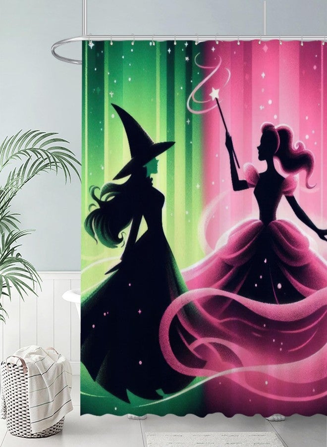 Funnytree Witch Shower Curtain, Girls Friendship Bathroom Decor, Fabric Durable Easy Care Washable, 72"X72"(Hooks Not Included) SC00006-002 - Image 2