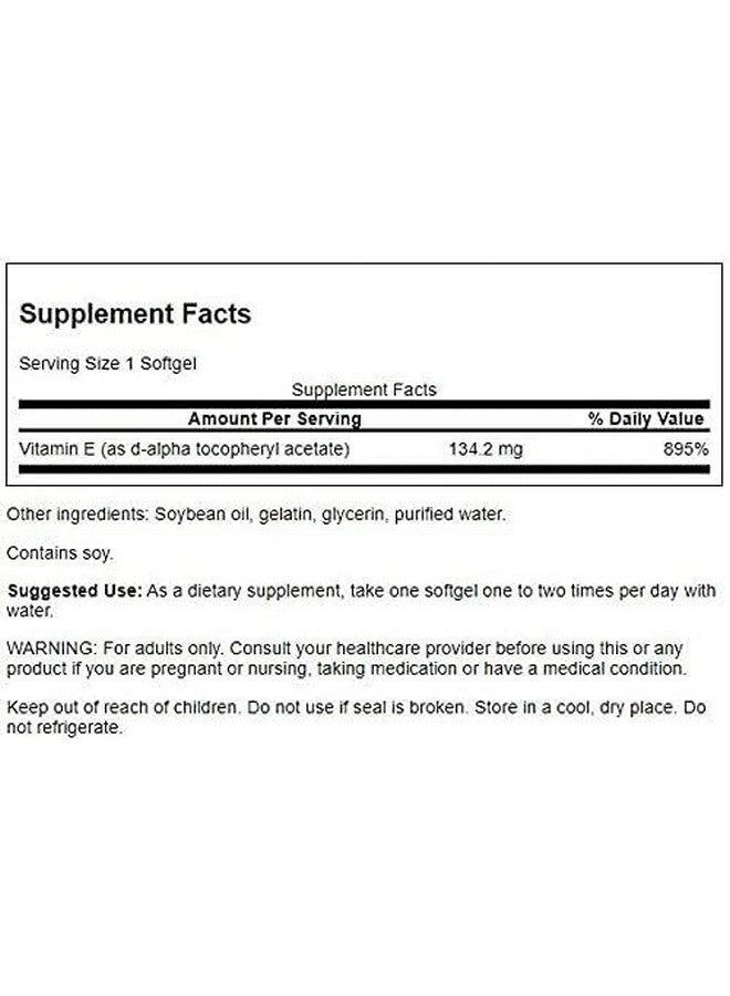 Swanson Natural Vitamin E - Natural Supplement Supporting Heart Health & Tissue Protection - Essential Nutrient Promoting Overall Health & Wellness - (100 Softgels, 200IU Each) - Image 2
