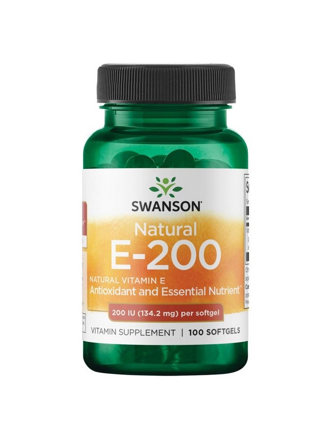 Swanson Natural Vitamin E - Natural Supplement Supporting Heart Health & Tissue Protection - Essential Nutrient Promoting Overall Health & Wellness - (100 Softgels, 200IU Each) - Image 1
