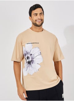 Styli Flower Print Oversized Cotton Rich T-Shirt  - Image 1