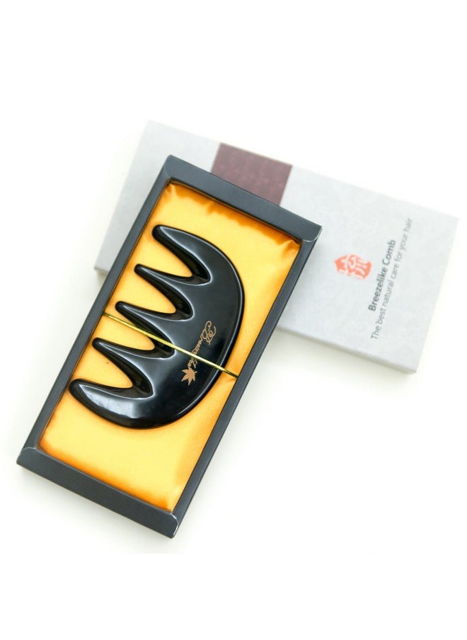 Breezelike - Wide Tooth Hair Comb No Static Mini Pocket Comb For Massage Natural Black Buffalo Horn Comb - Image 1