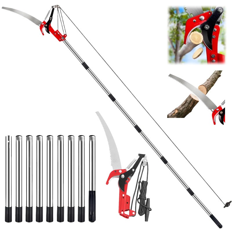 Silanit 15.7â€™â€™ Pole Saws for Tree Trimming - Dual-Pulley Tree Pruner, Tree Trimmers Long Handle Pruner, Manual Pole Saw for Yard & Garden, Gardening Hand Tools - Image 1