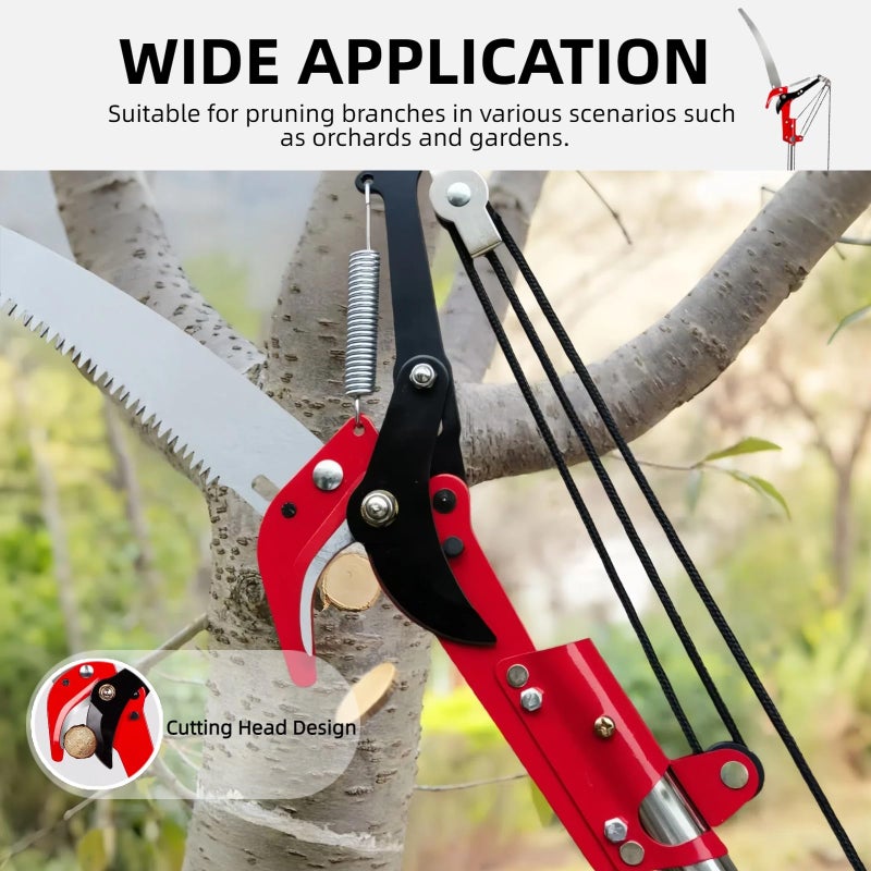 Silanit 15.7â€™â€™ Pole Saws for Tree Trimming - Dual-Pulley Tree Pruner, Tree Trimmers Long Handle Pruner, Manual Pole Saw for Yard & Garden, Gardening Hand Tools - Image 2