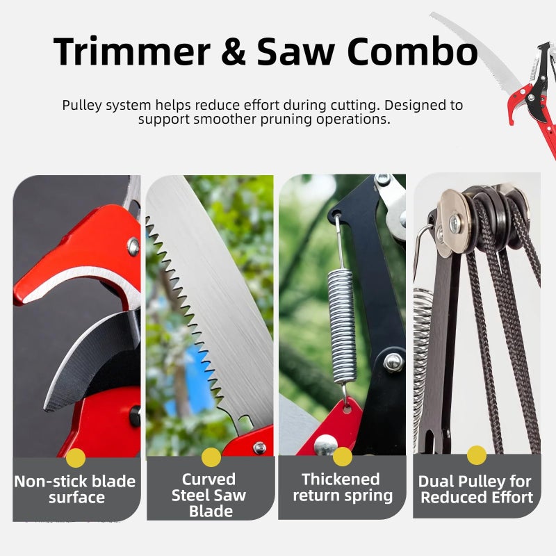 Silanit 15.7â€™â€™ Pole Saws for Tree Trimming - Dual-Pulley Tree Pruner, Tree Trimmers Long Handle Pruner, Manual Pole Saw for Yard & Garden, Gardening Hand Tools - Image 5