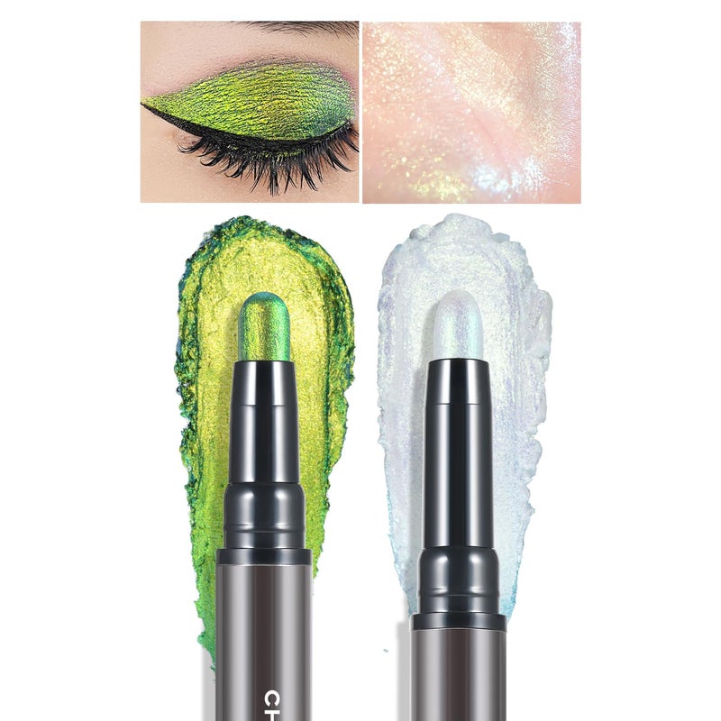 CHARMACY Multichrome 2 in 1 Cream Eyeshadow Stick Waterproof Eye Brightener Highlighter Stick Makeup High Pigmented SmudgeProof Vegan CrueltyFree 906