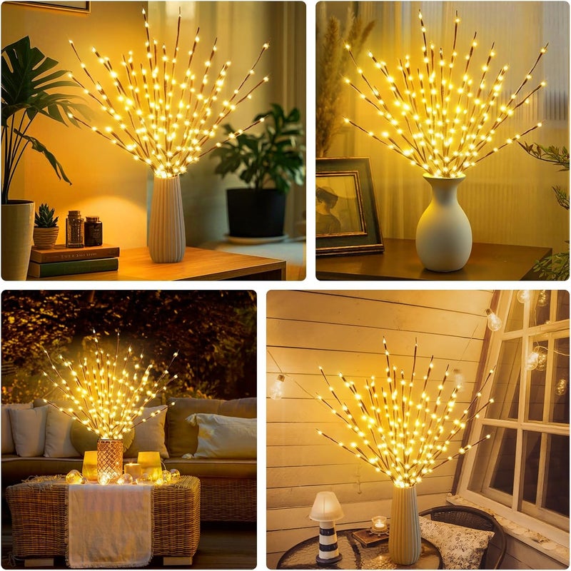 DK177 2 Pack Led Branch Light Battery Operated Lighted Branch Vase Filler Willow Tree Artificial Little Twig Power Brown 30 Inch 20 LED for Home Romantic Decoration, Warm White - Image 5