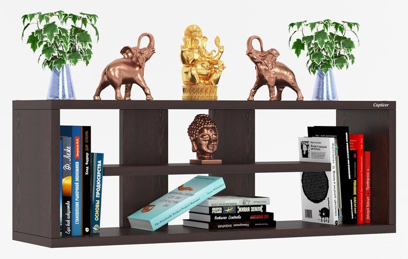 Captiver Engineered Wood Wall Mounted Hanging Books Box Shelf Matte Wenge Home Items Bathroom Corner Decor Mount Kids Shelves Self Adhesive Floating Wooden