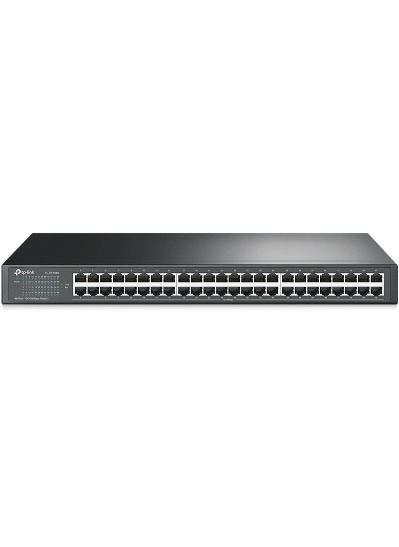 Tp-link Tl TP-Link 48 Port 10/100Mbps Fast Ethernet Switch | Plug and Play | Rackmount | Sturdy Metal w/Shielded Ports | Fan less | Limited Lifetime Protection | Unmanaged (TL-SF1048)  - Image 1